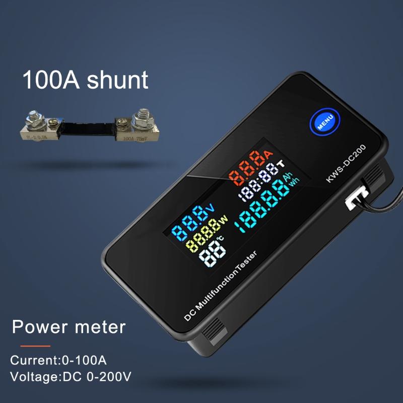 Digital LCD Voltmeter Ammeter 10/50/100A Current Power Energy Meter 0-200V 10/50/100A  DC Multifuntional Tester