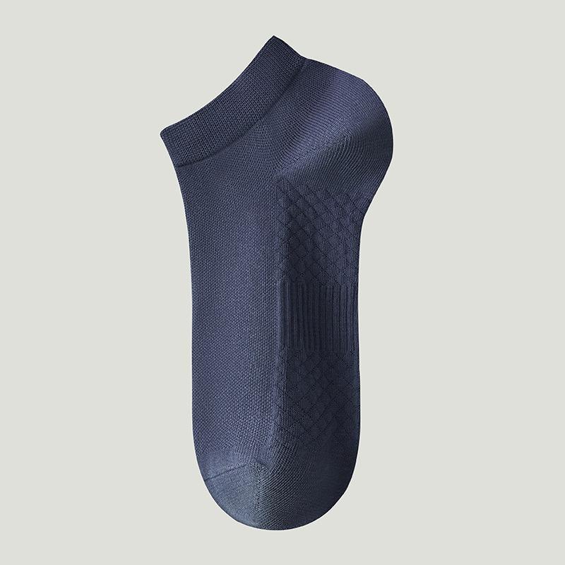 

Мужские летние антипиллинговые влагоотводящие бесшовные массажные носки-лодочки с дышащим низом 1 pair темно-синий