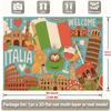 2D I Love Italia Photography Backdrop, Italy Flag, Coffee, Wine and Landmarks Background