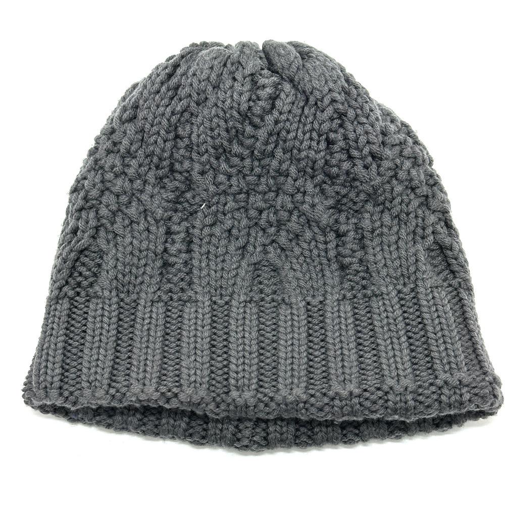 Moncler Logo Woven Apparel Knit Hat Wool Gray