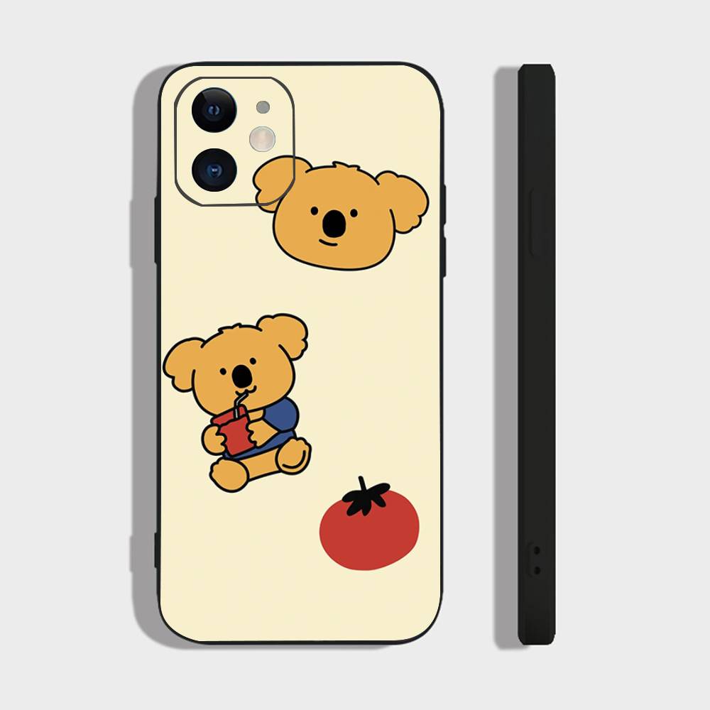 K-Koala Creative Cartoon Animation Phone Case For IPhone 17 Air 16 15 14 13 Pro Max 11 12 Black Silicone Cover