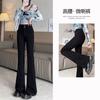Cement gray, velvet, thickened and slightly pulled jeans for women, autumn and winter new high-waisted slim-fitting elastic flared pants