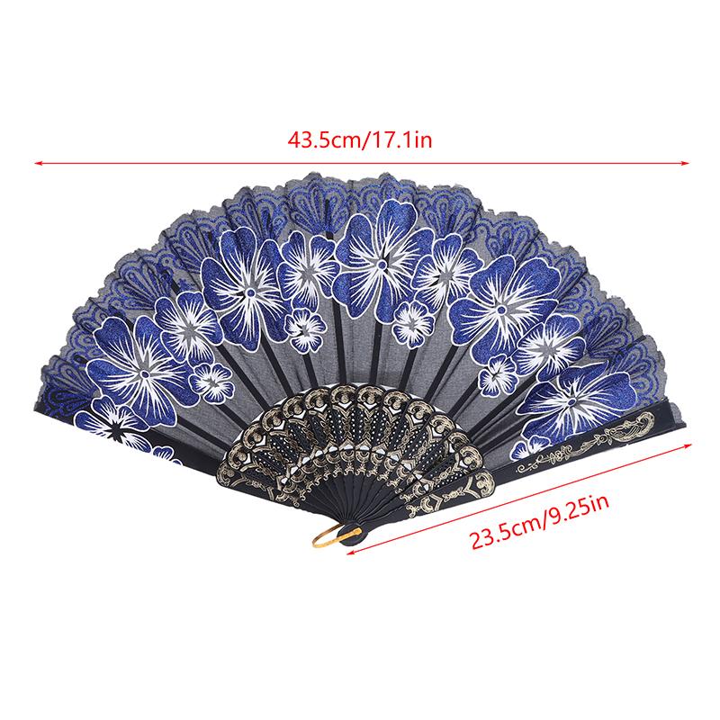 Chinese Style Silk Fabric Fan Folding Fan Wedding Fan Art Gifts Dance Hand Fan Vintage Folding Flower Fan Ancient Hanfu Fan