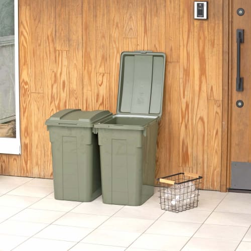 Shinki Gosei Tombo Trash Can, Connectable, 70-Liter Capacity, Khaki Green, 48cm Wide X 36.5cm Deep X 60cm High, with Lid, Durable, Large, Suitable for
