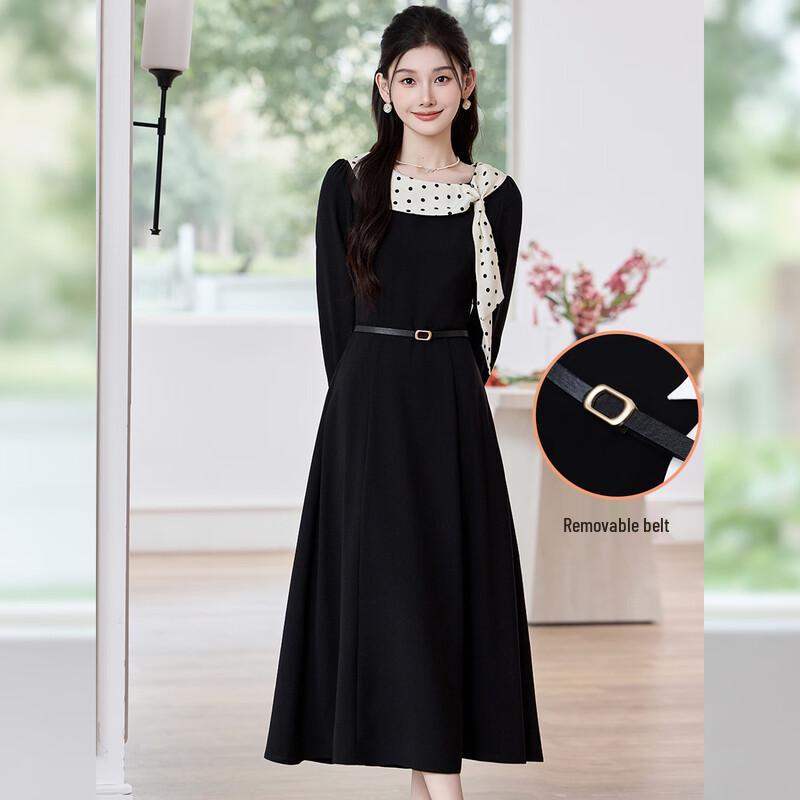 Bailuyu 2026 Spring Elegant Polka Dot Slim Fit Maxi Dress XL