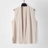 Men's Retro V-Neck Cotton Linen Sleeveless Vest - Breathable, Versatile, Plus Size, New Chinese Style.