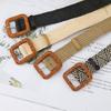 Pp Grass Woven Belt Women'S Retro Cotton And Linen Ethnic Style Dress Waist Seal Square Buckle Decorative Belt