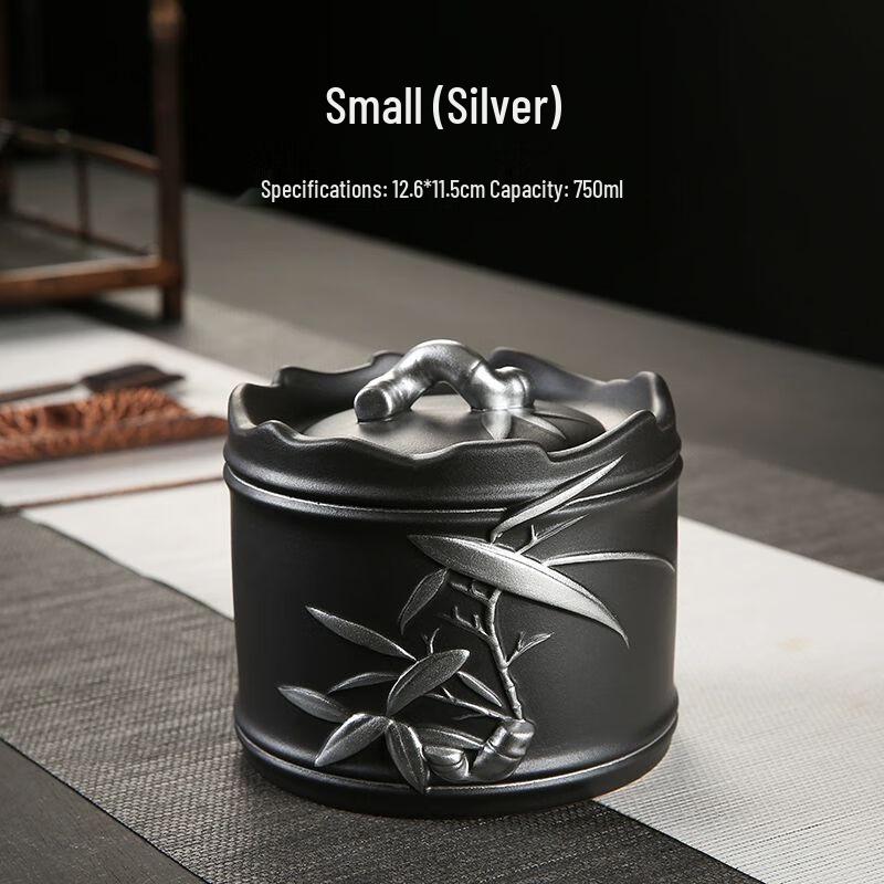 Hand-Painted Zisha Ceramic Tea Caddy