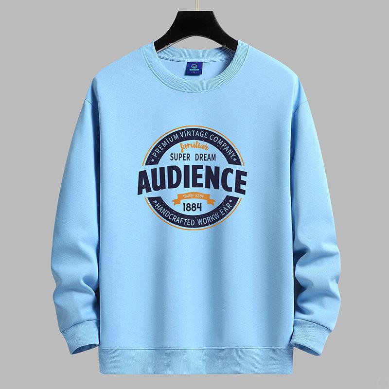 

QICED Осенняя одеждаОсенние топы с круглым вырезомПовседневные мужские топы с принтомНижняя рубашка с длинным рукавом M небесно-голубой