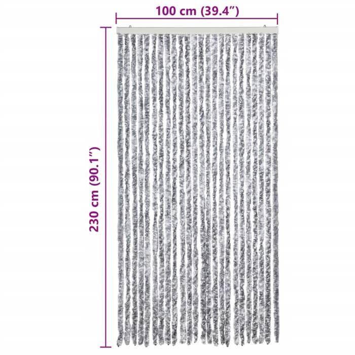 VidaXL Rideau Anti-mouches, Store Anti-insectes avec Crochet, Rideau de Porte Longueur et Largeur Réglables, Blanc et Gris 377376