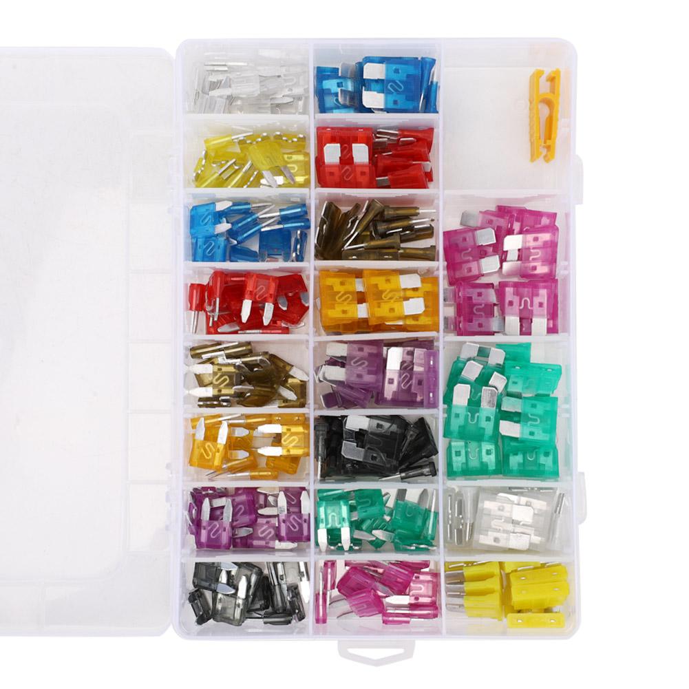 220Pcs Medium Small Car Fuse Kit 2~35A Quick Blow Fuse Compartment Kit