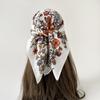 Light Luxury Retro Flower Printing Silk Hair Soft Feel Headscarf Scarf Silk Scarf Spring and Autumn Women Chinese Square Scarf
