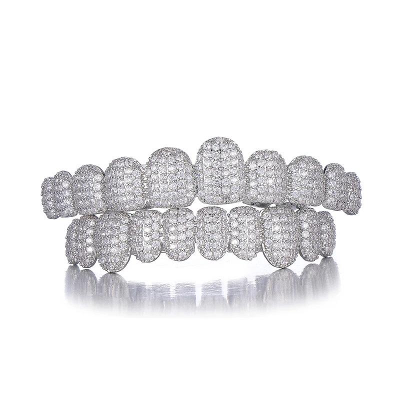 

Позолоченные грилзы из циркония 14 карат: Хэллоуин Трансграничные Хип-хоп Зубные Украшения Full Set