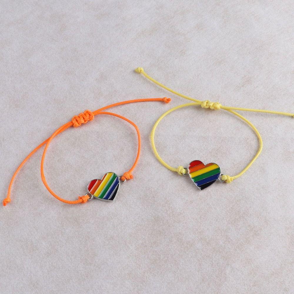 6Pcs Love Heart Rainbow Beaded Bracelet Boho Friendship Braided Rope Couple Prided Bracelet Couples