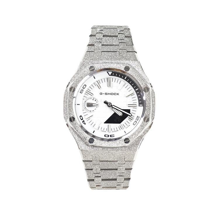 

CASIO Custom Collection GA2100 Waterproof Quartz Movement Stainless Steel Strap Watch 44mm Unisex GA-2100-1A1(Watch1--AxP1) AP White/Frost Silver