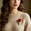 Yousheng Brooch Retro Kettle Shape Wedding Three-dimensional Brooch with Imitation Golden Metal Texture Real Flower Insert Coat Scarf Hair Bag