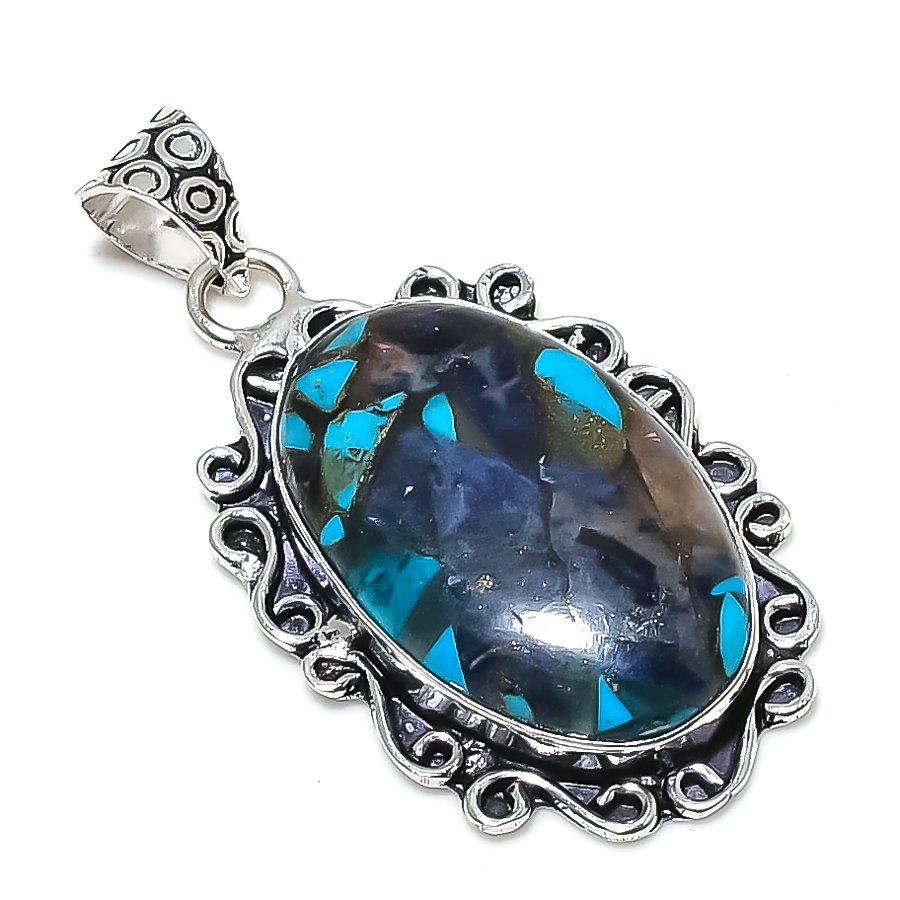 Natural Spiny Oyster Gemstone Handmade 925 Sterling Silver Pendant 1.89" m9M72