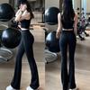 Lulu High-Waist Micro-Flare Yoga Pants for Women - Tummy Control & Hip Lift Slimming Casualwear