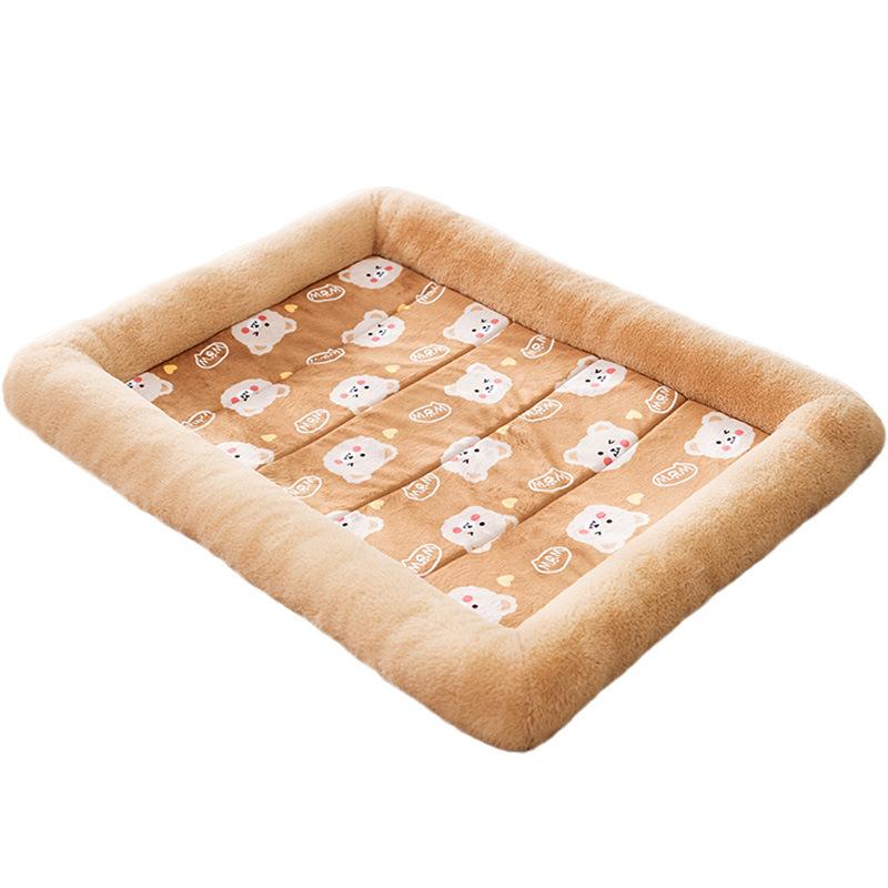 Hundematte Herbst und Winter Verdickt mit Wolle Einfassung Hundehütte Katzenhütte Warmer Hundeplatz Kleine Hundeschlafmatte Haustier Hundehütte