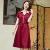 Pasite Summer New Chinese Style Patchwork Lapel Retro Wedding Guest Dress