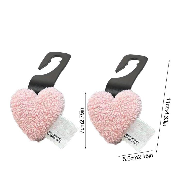 Car Seat Hooks For Headrest Heart Shape Cartoon Headrest Hooks 2PCS Space Saving Backseat Hanger Cute Storage Hanger For Tote
