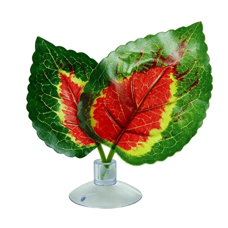 Reptiles Clear Suction Cup Artificial Plant Accent, Colorful Plastic Habitat Display Accessory for Enclosure Styling Use