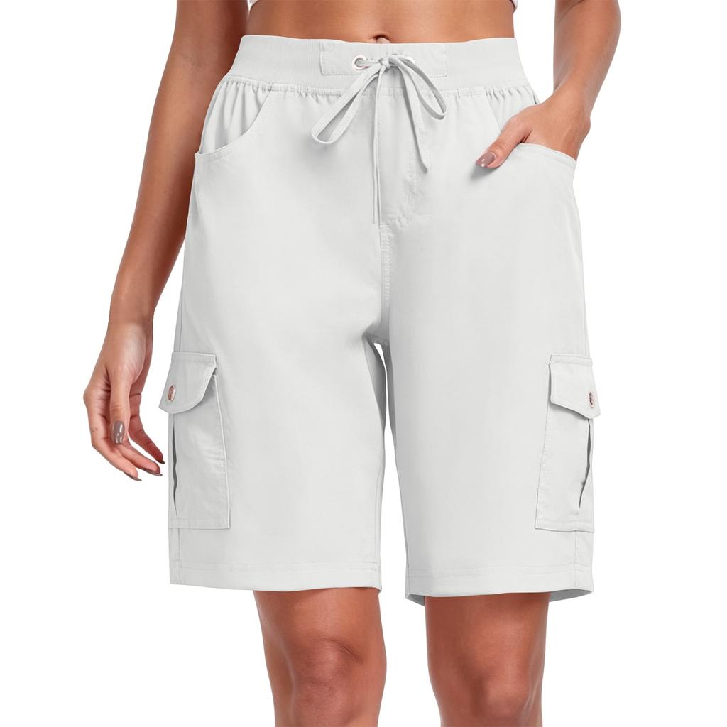 Women’s Lightweight Utility Shorts Multi Pocket Quick Dry Outdoor Sports Cargo Shorts with Adjustable Drawstring Waist