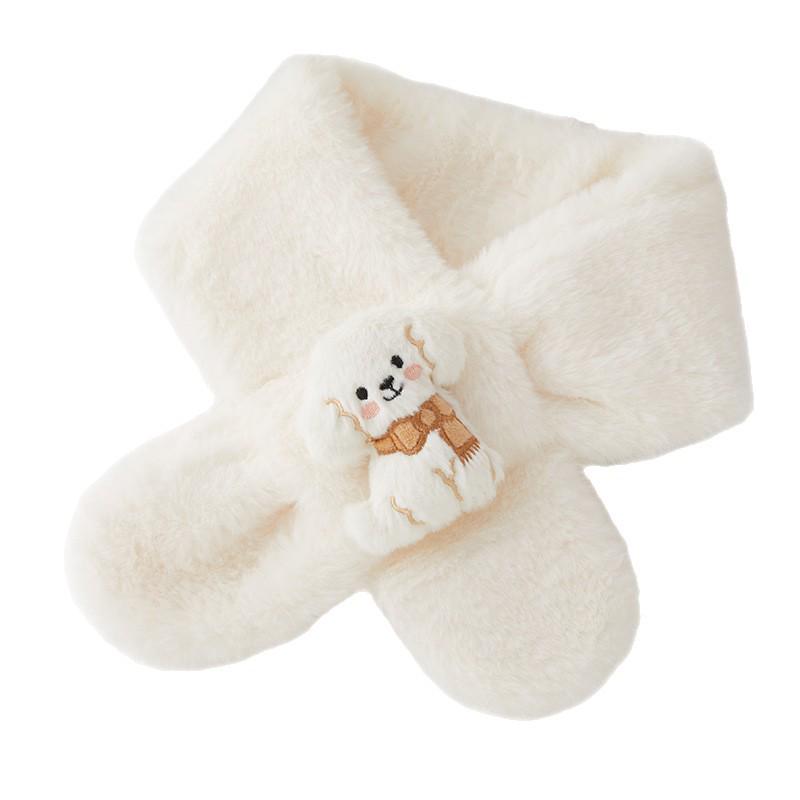 Korean Style Cute Cartoon Plush Scarf for Small Dogs and Children - Warm Winter Neck Gaiter for Girls