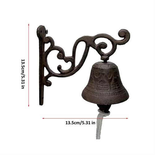Retro Cast Iron Door Bell Rustic Wall Hanging Welcome Doorbell Vintage Outdoor Front Gate Bell Knocker Antique Home Decoration