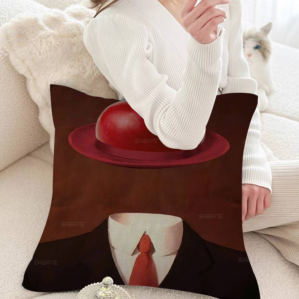 Abstract Canvas Painting Rene Magritte Son of Man Stitch Lucky Dragon Pillow Cover Sofa Cushion Cover Home Children Gift