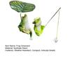 2Pcs/Set Garden Frog Figurine Mini Fishing Frog Statue Sitting Frog Holding Leaf Umbrella Pond Angler Frog Sculpture for Yard Landscape Indoor Outdoor