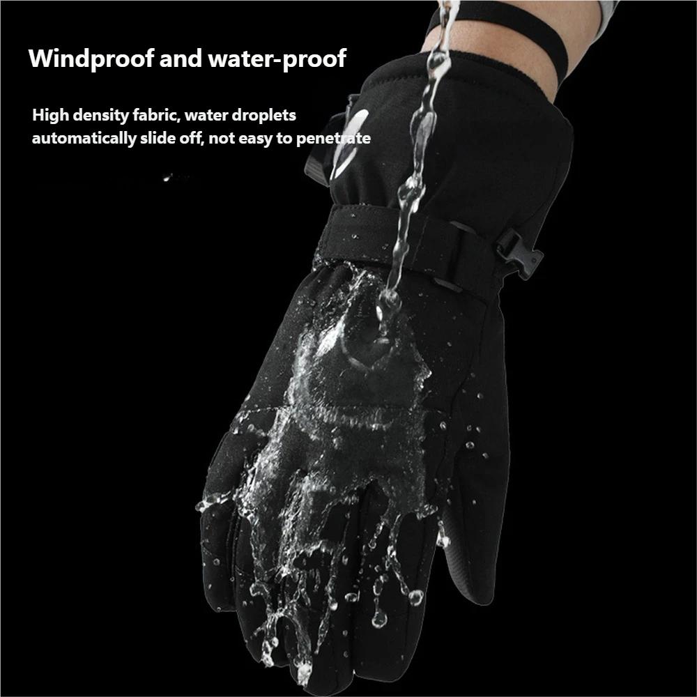 Men Women Waterproof Insulated Split Finger Ski Gloves with Hand Grips and Hook & Loop Closure for Snowboarding Winter Sports