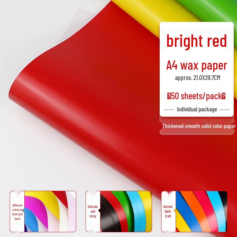 Red Wax Paper for Crafts: A4/A3 Red Sheets, Single/Double-Sided, Perfect for Origami, Window Decorations, and Kids' Projects.