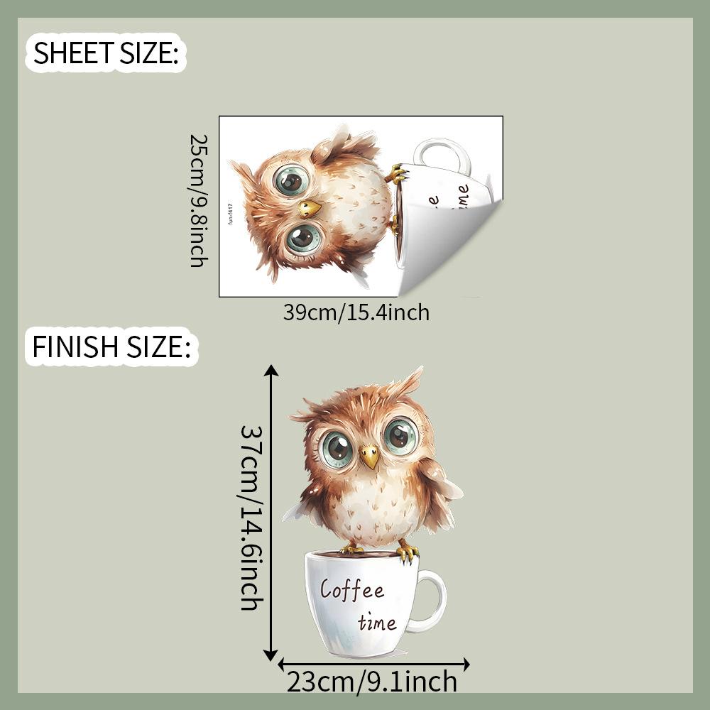 

Мультяшные совы, кофейные чашки, кухня, столовая и дом, украшение фона, наклейки на стену