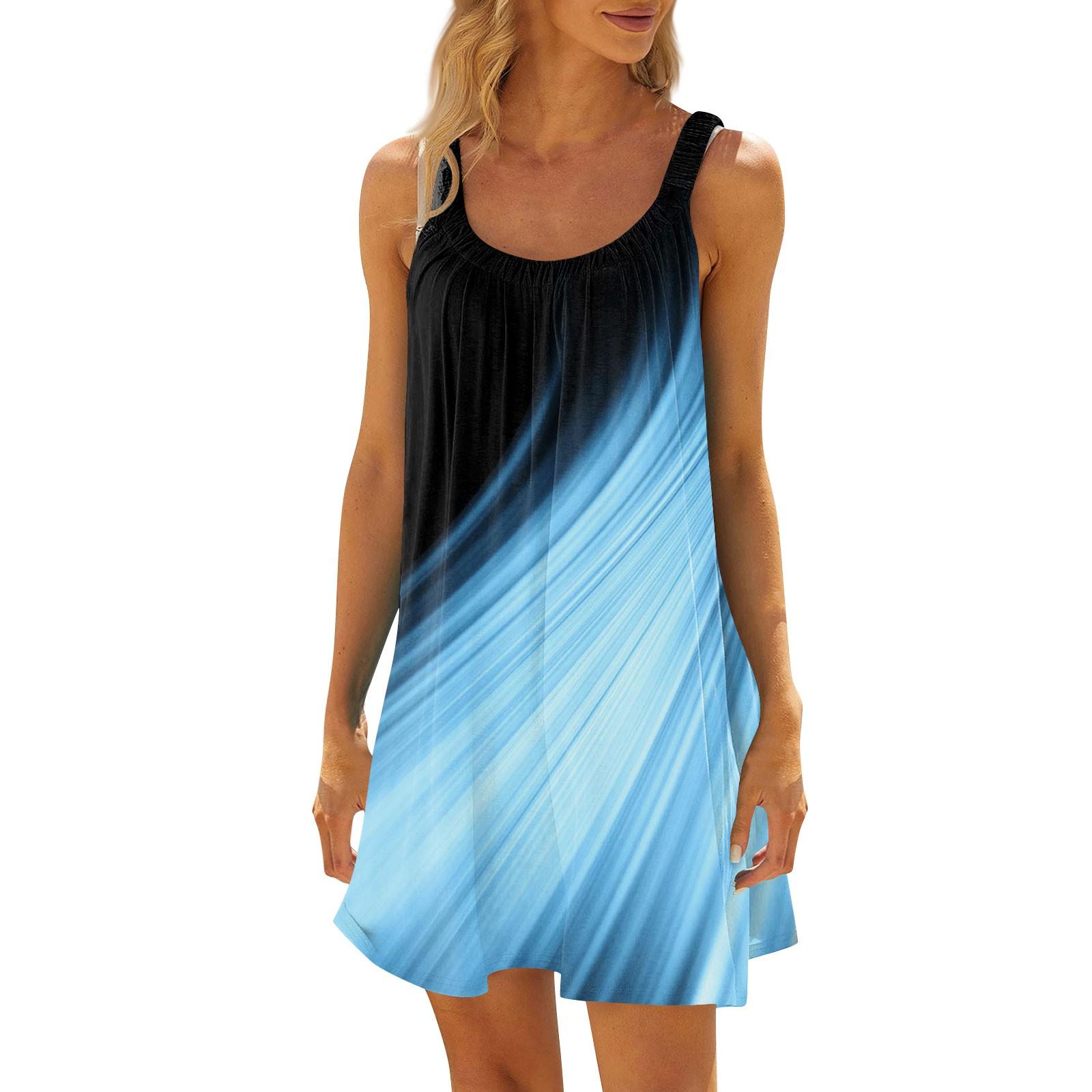 

Women s Fashion Summer Beach Casual Print Sleeveless Cute Sling Dress XXL