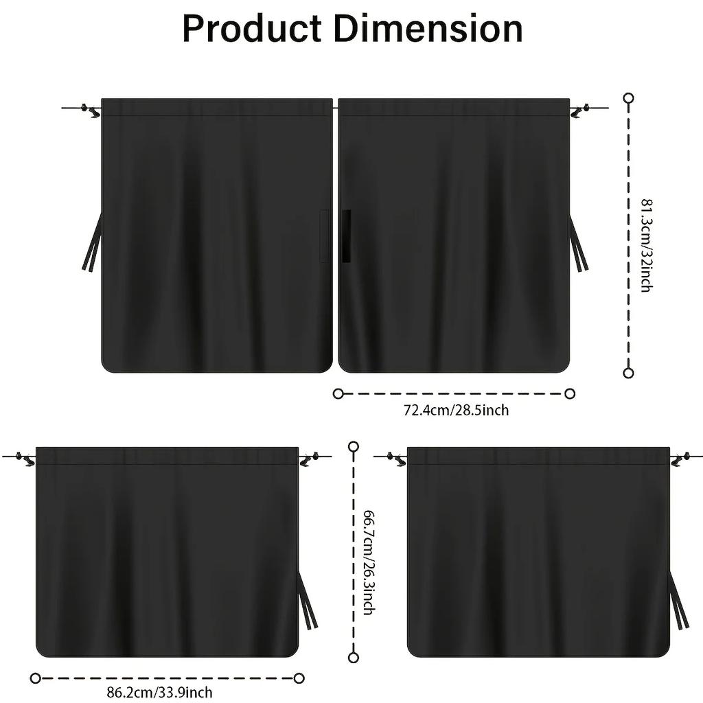 Car Privacy Curtain Set 1/2/4pcs Window Shade for Travel Nap Night Camping Detachable Simple Curtain Vehicle Sunshadeprivacy