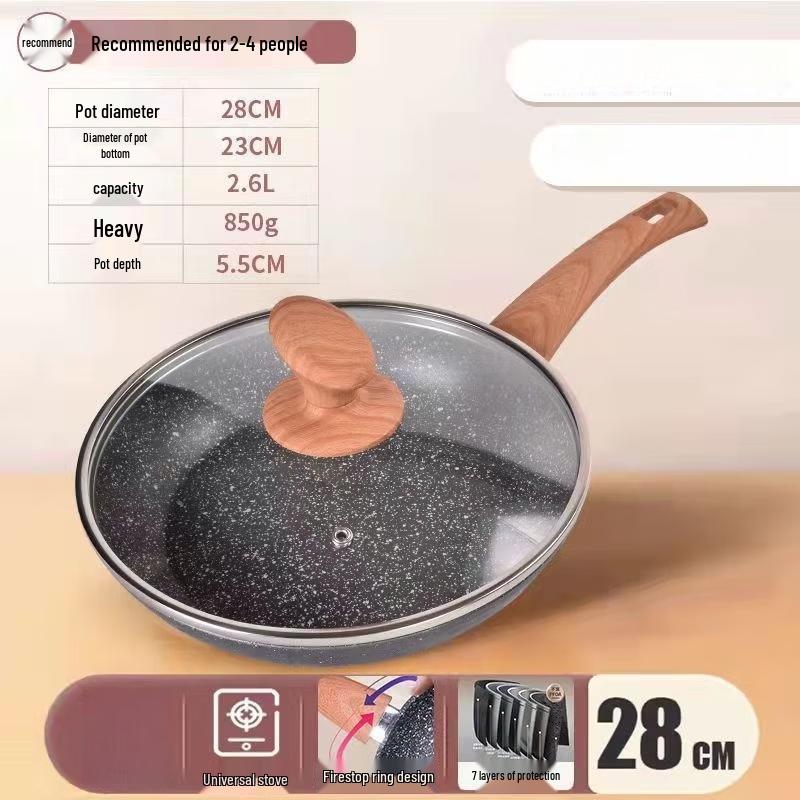 Антипригарная сковорода Zhi Shi из маifanского камня со стеклянной крышкой, 28 см