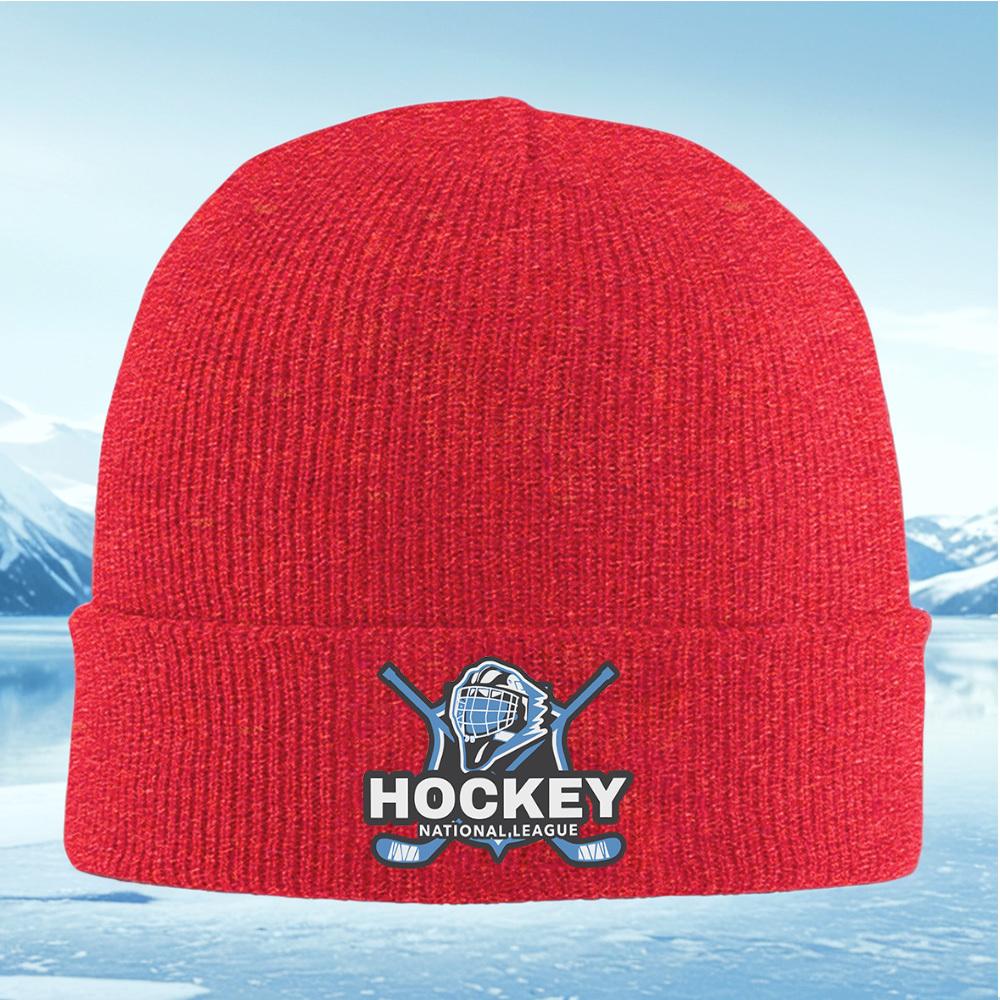 Hockey goalie mask and crossed sticks Men Women Unisex Knitted Hat Beanie Pullover Cap Winter Thermal Warm Christmas Outdoor Cyc