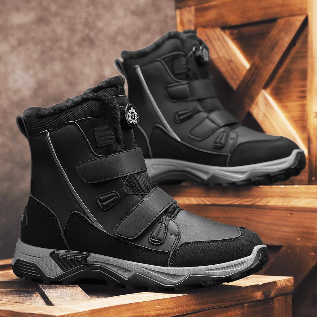 Women Winter Plus Snow Boots Men Medium Warm High Top Cotton Shoes Large Antiskid Solid Color