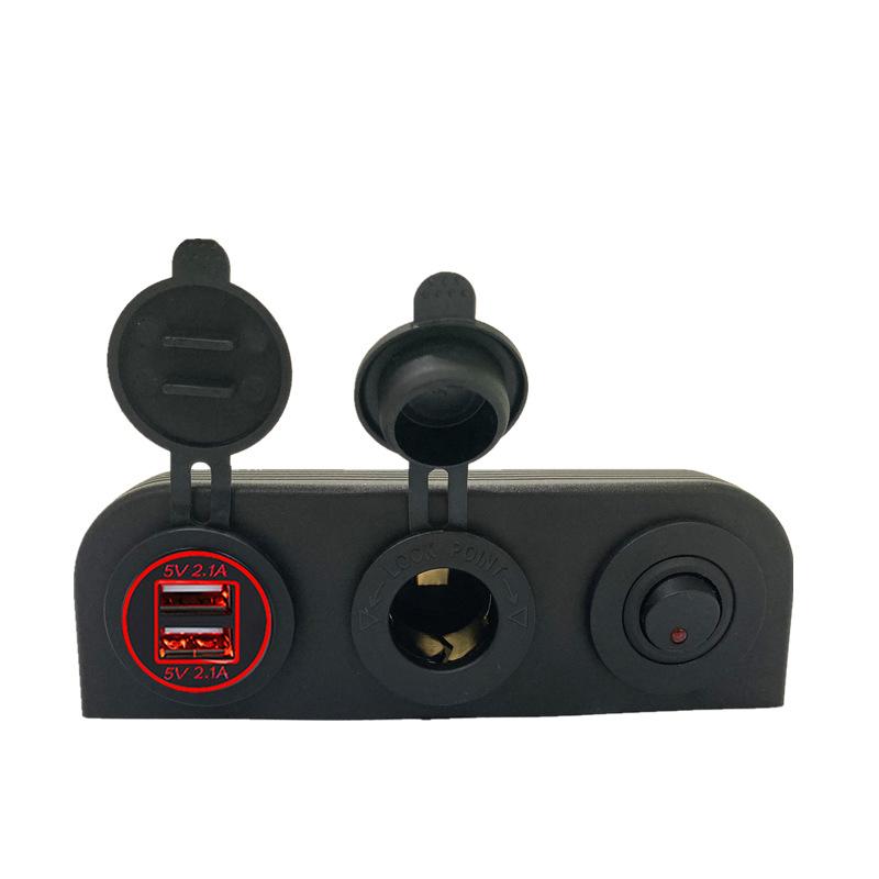 3 in 1 Tent Type Power Socket Dual USB Car Charger Ports Switch Botton Combination for Boat Camper Caravans