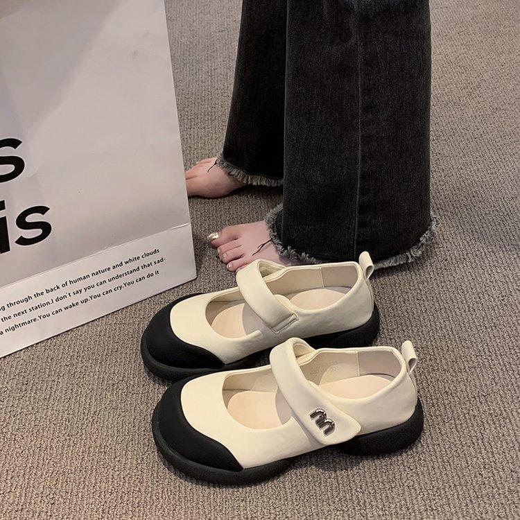 French Ugly Cute Mary Jane Small Leather Shoes Women's Shoes 2025 New Casual Small Fragrant Style with Skirt Comfortable and Lightweight Single Shoes