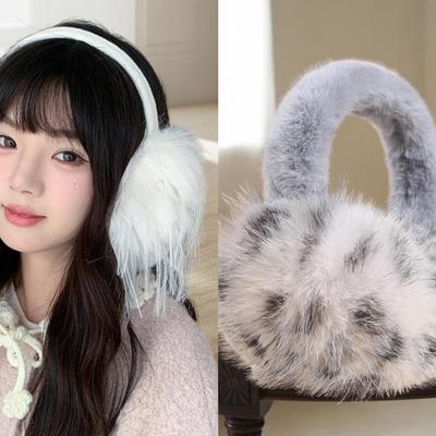 Women's Winter Fox Fur Leopard Earmuffs