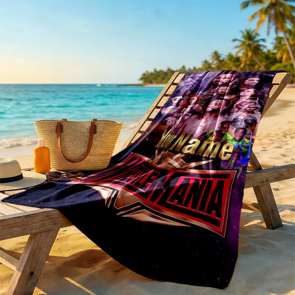 Wrestlemania Customize Your Name Beach Towel Soft Durable Quick-Dry Portable for SwimmingBeachCamping Travel Beach AccessoriesGym