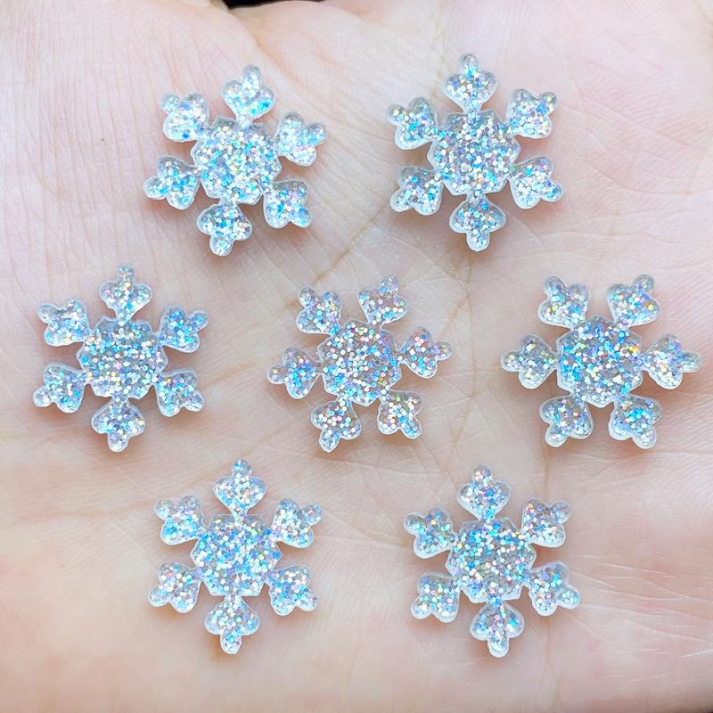 20Pcs New Cute 17mm Resin Mini Shining Snowflakes Flat Back Cabochons Scrapbooking DIY Jewelry Craft Decoration Accessories Q57