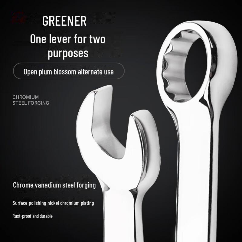 Green Forest Dual-Purpose Wrench Set: Double-Head, Open-End, 13-14mm