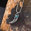 Vintage Horn Charms Necklace for Men Boys,Wateproof Natural Stone Pendant,Ethnic Style Accessories Gift
