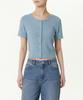 Musinsa Standard Woman Women'S Fancy Yarn Round Neck Short Sleeve Cardigan [Sky Blue]