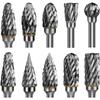 10pcs/set Tungsten Carbide Rotary Burr Set Carving Burr Bits with 3mm Shank 6mm Bit for Wood & Stone Carving, Steel Metal Working