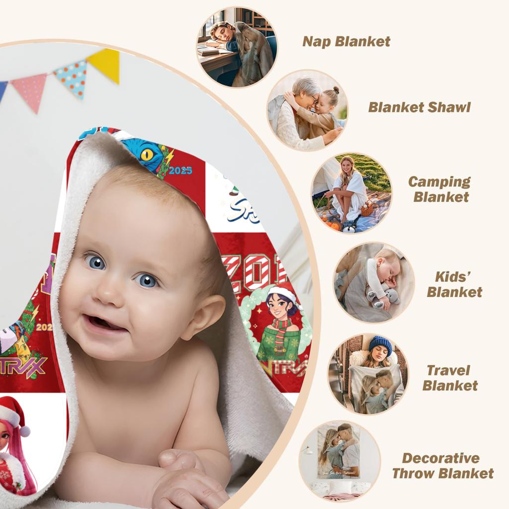 1pc Christmas Kpop Blanket Red Flannel Blanket Demon Hunters Print for Home Living Room Bedroom Decor New Year Christmas Gift