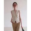 Old money wind zipper v-neck knitted sweater vest vest women's summer wear high-end sense thin sleeveless cardigan top